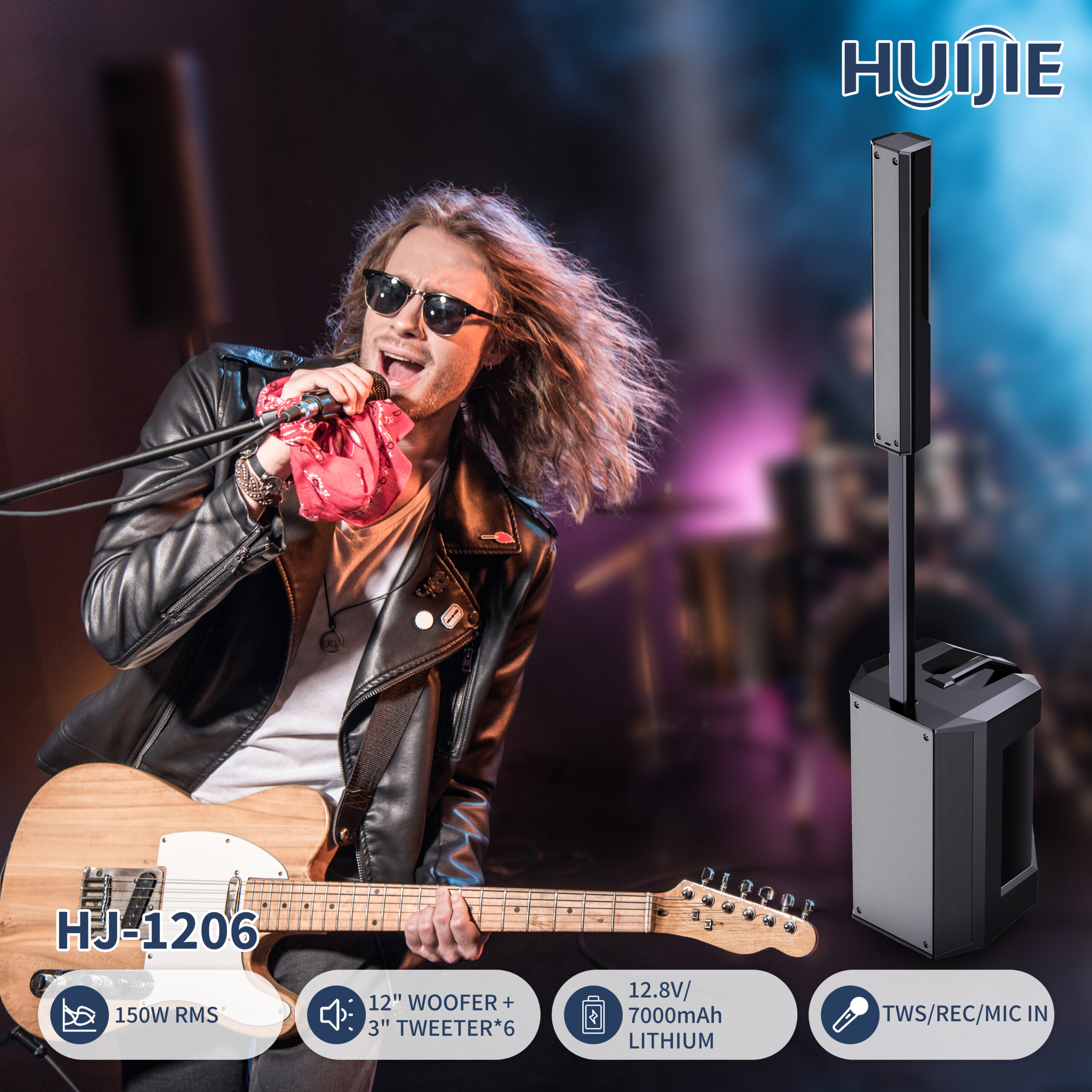 HJ-1206 12-Inch Portable PA Speaker
