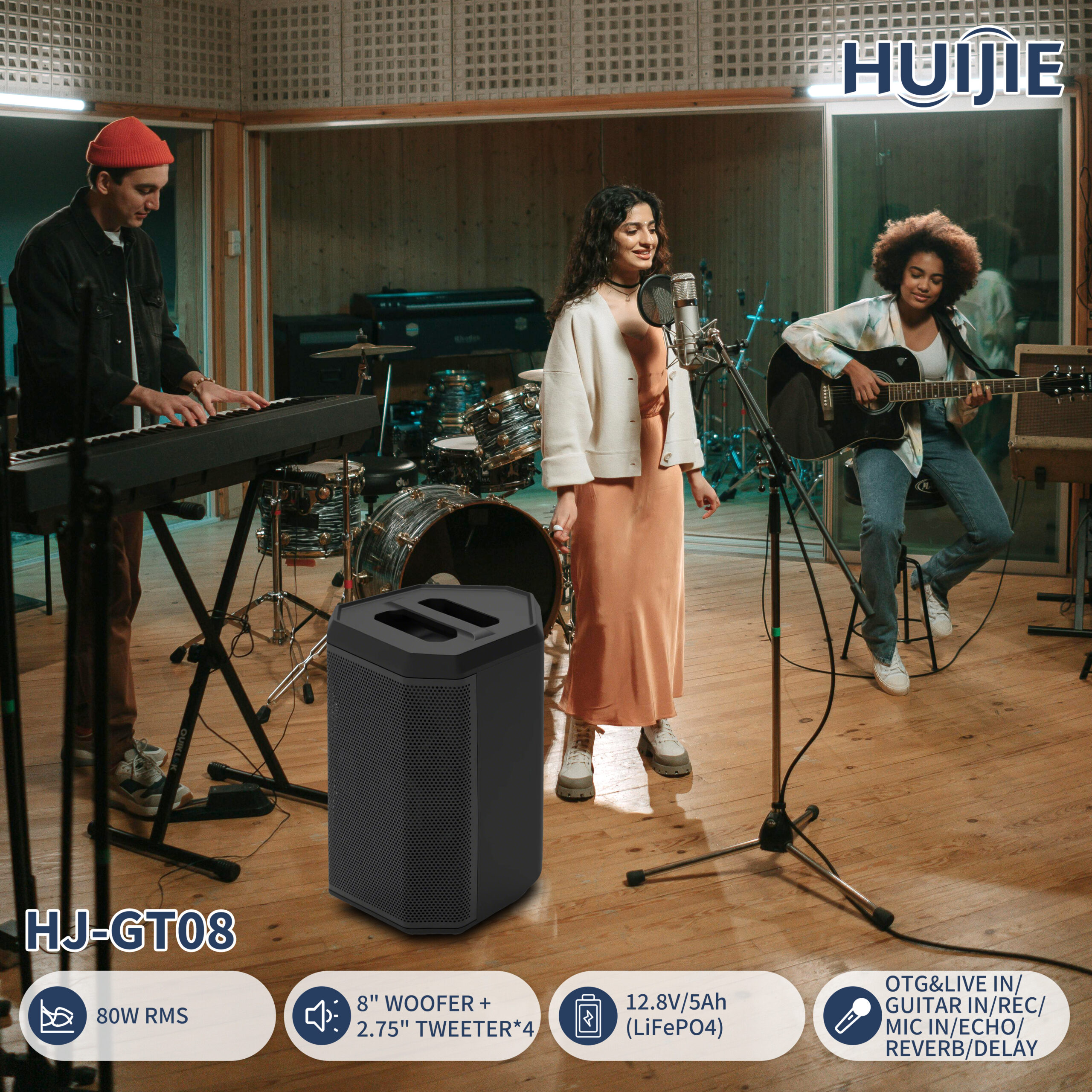 HJ-GT08 8-Inch Portable PA Speaker