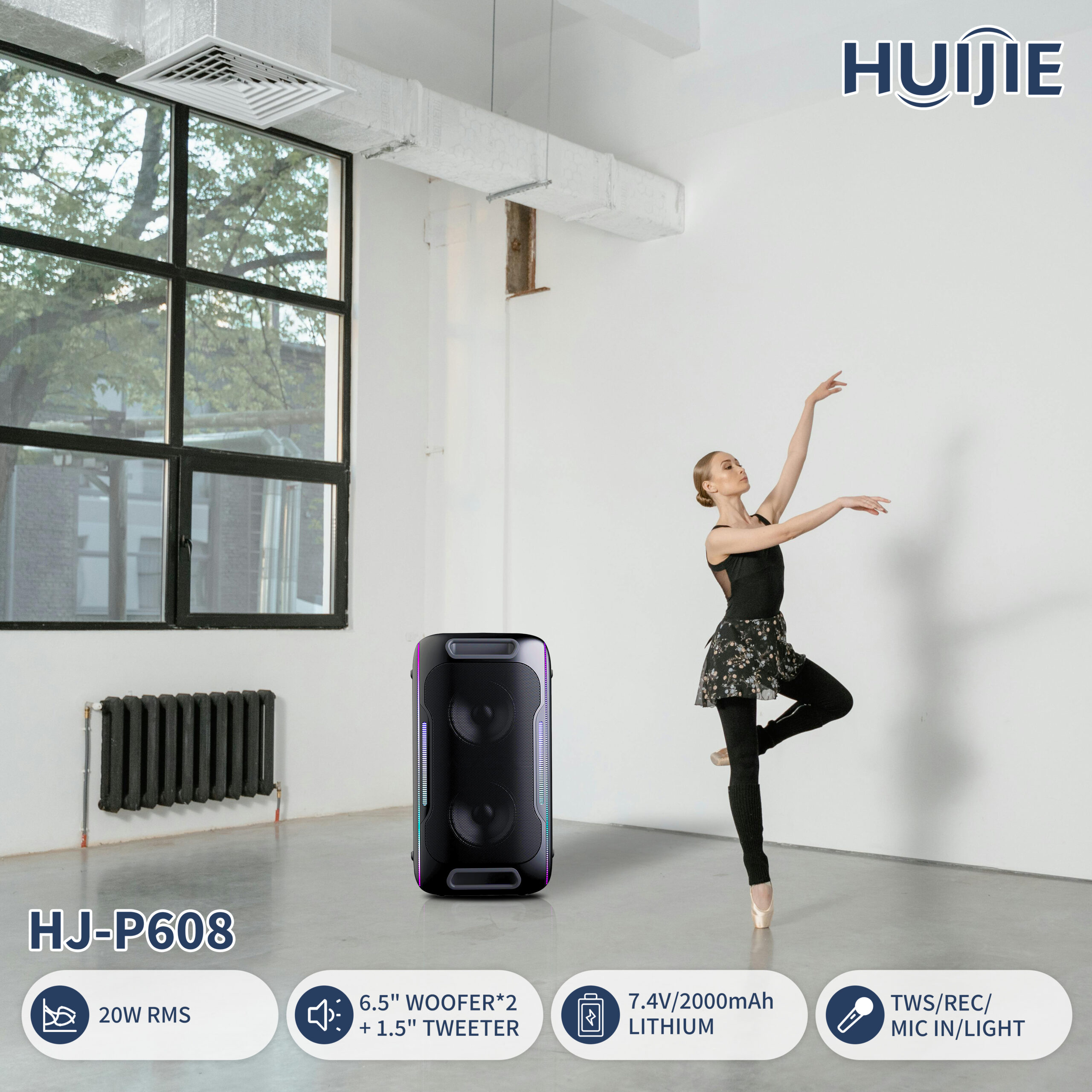 HJ-P608 Double 6.5-Inch Party Speaker